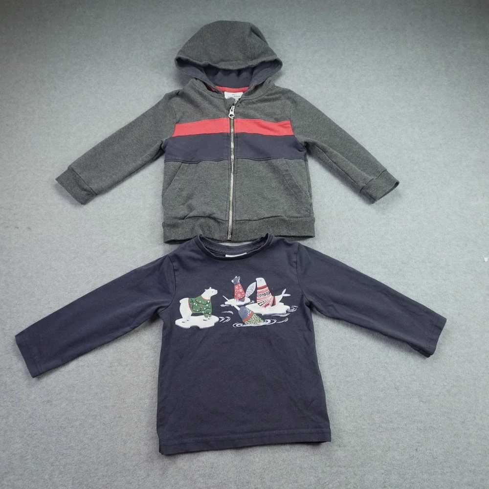Tommy Bahama 3pc Outfit Set Boys 24M Gray Navy Red Casual Hoodie Tee Joggers